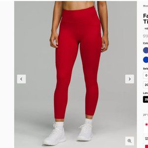 Lululemon Fast & Free 7/8 Tight II *Non-Reflective Nulux 25" DARK RED